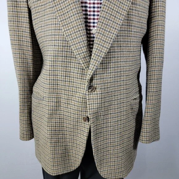 VTG Town‎ Craft Men's Tweed Sport Coat Two Button Multi Color Houndstooth 46L